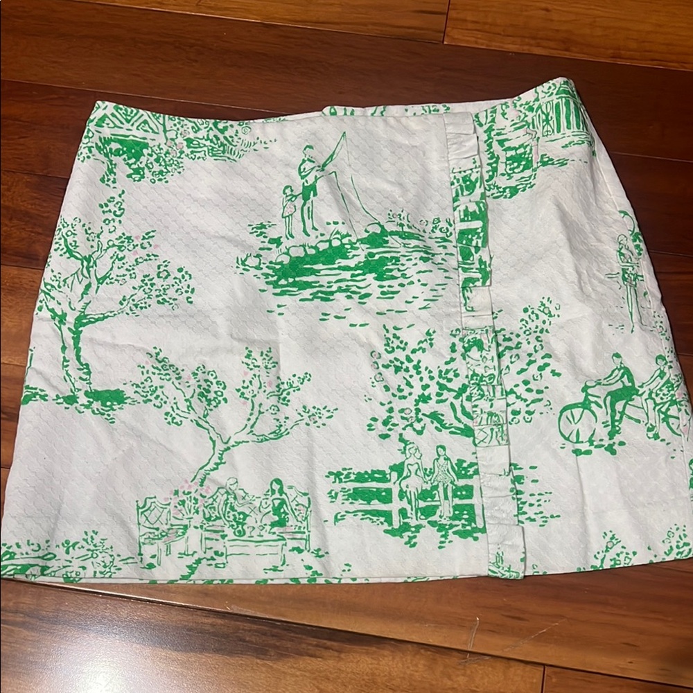 Lilly Pulitzer Green and White Printed Skirt